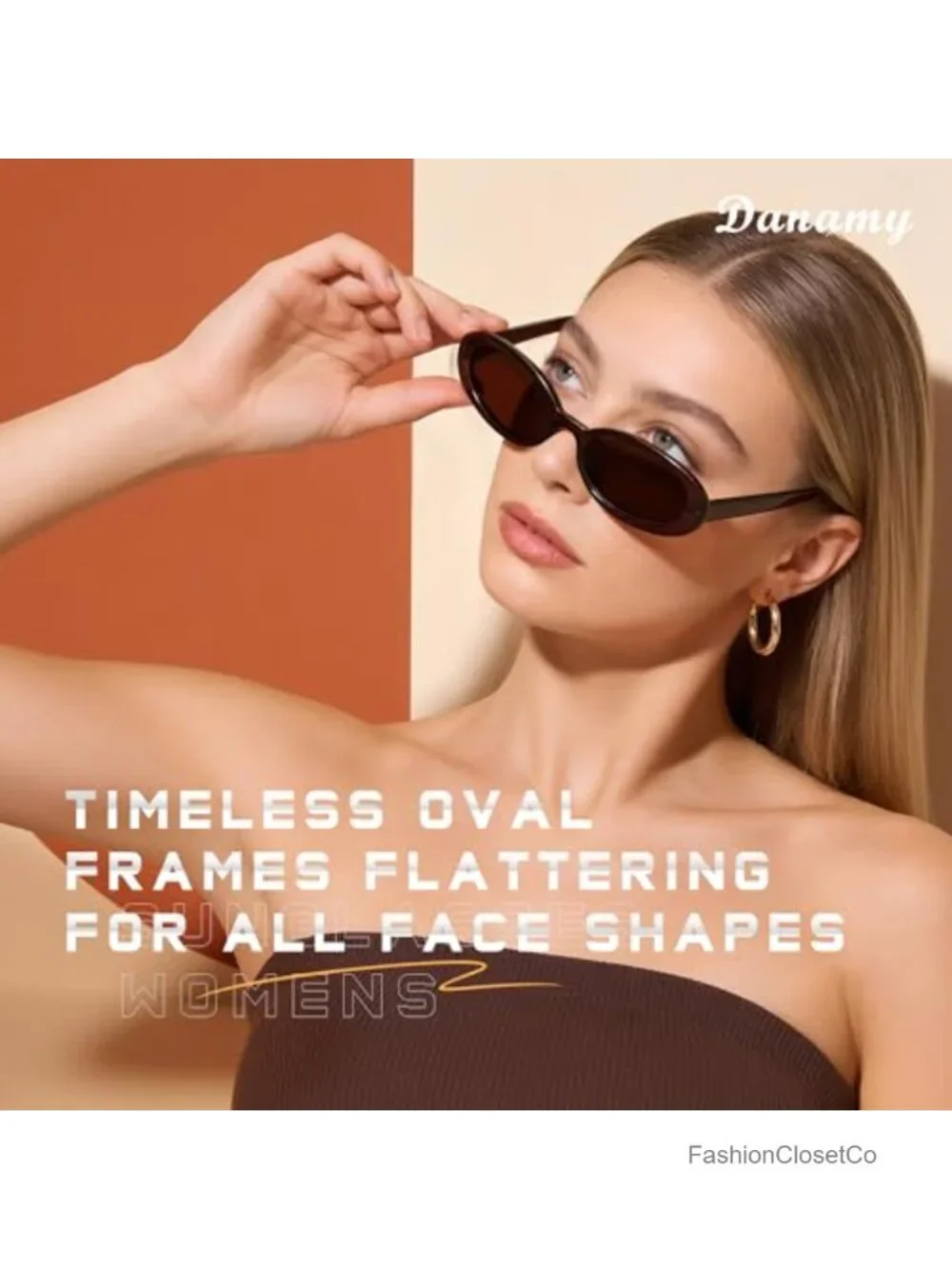 Retro Oval Polarized Sunglasses UV400 Protection Lightweight Plastic Frame